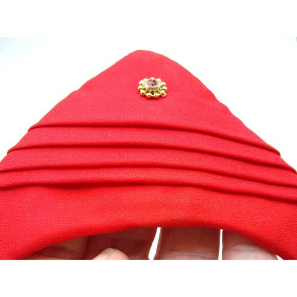 Red Necktie Gold Tone Amethyst Rhinestone Rib Accent Cravat Tie Ceremonial Adjus - Picture 2 of 8